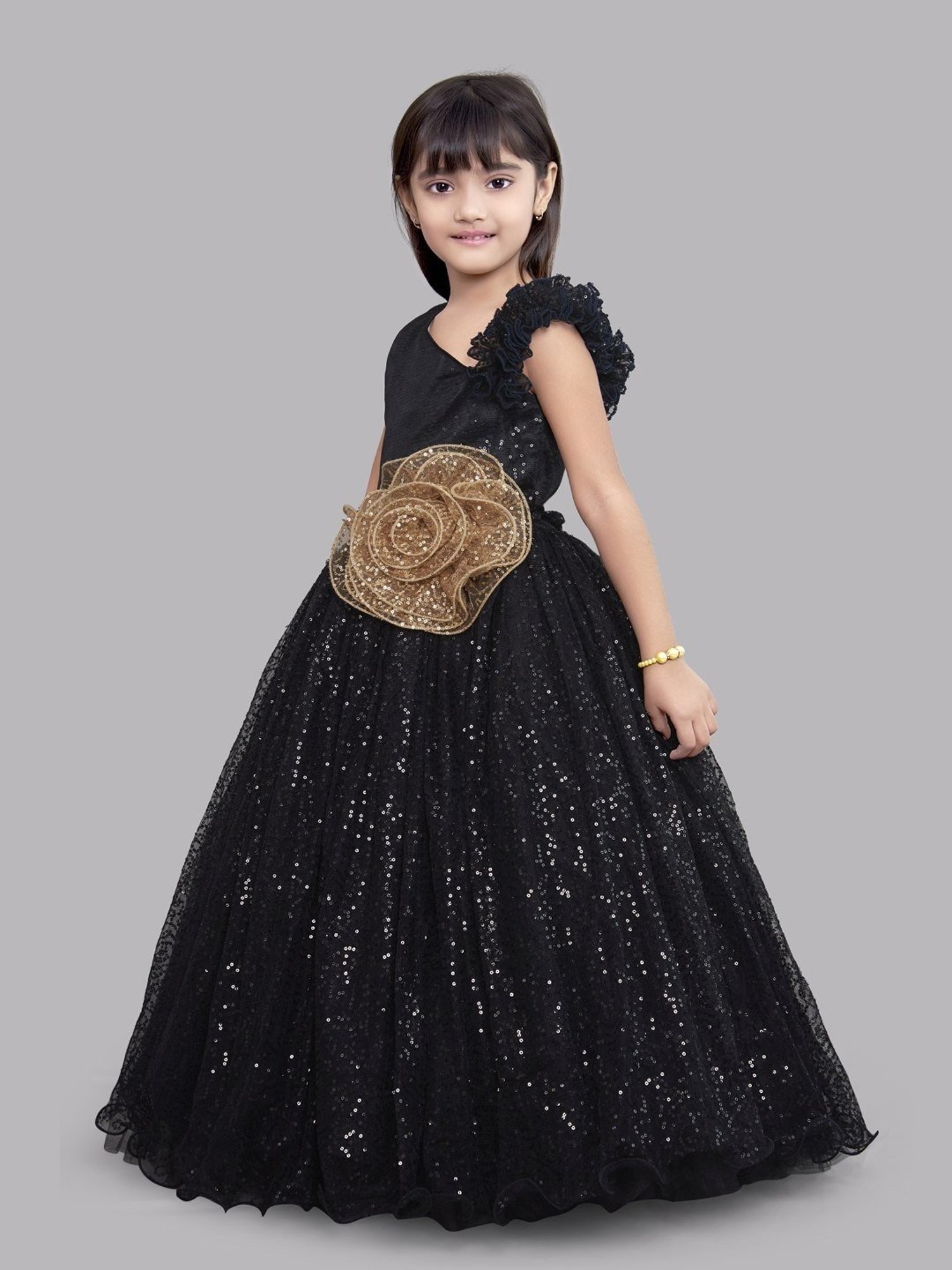 Pink Chick Kids Black Sequence Gown