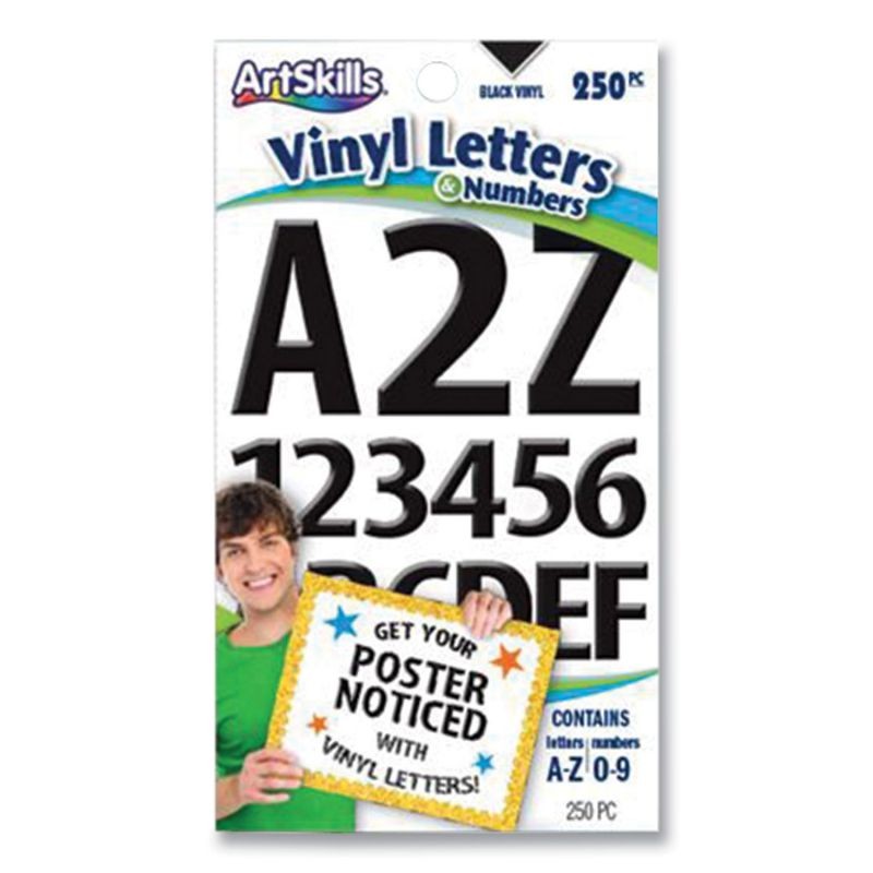 Poster and Bulletin Board Vinyl Letters and Numbers Black 1" and 2" h 250/Pack PA1349