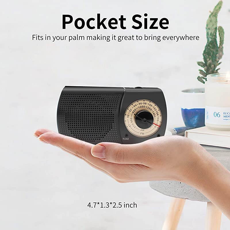 AMFM Radio Pocket with Headphone Jack Best Reception Battery Operated Personal Transistor by 2 AA Battery for JoggingWalking and Travelling