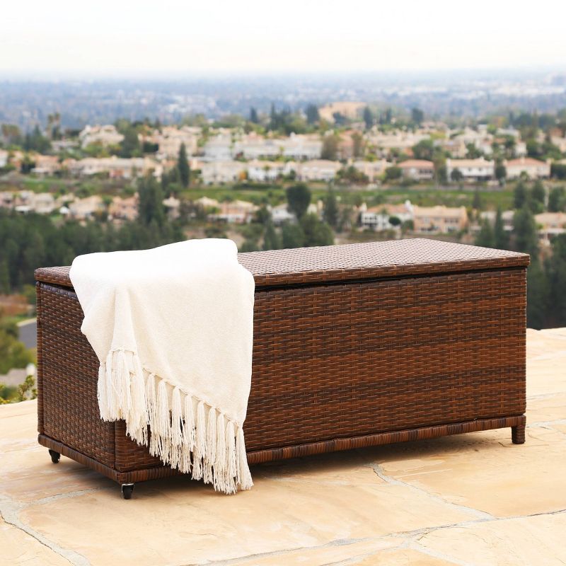 Manchester Outdoor Wicker Storage Ottoman Brown - Abbyson Living