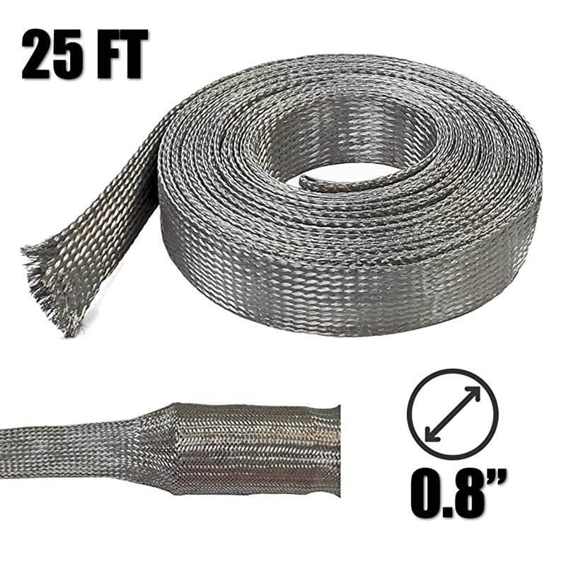125 Tinned Copper Metal Braid Sleeving Flexible EMI RFI Shielding Wire Mesh 08 Diameter 25 Feet