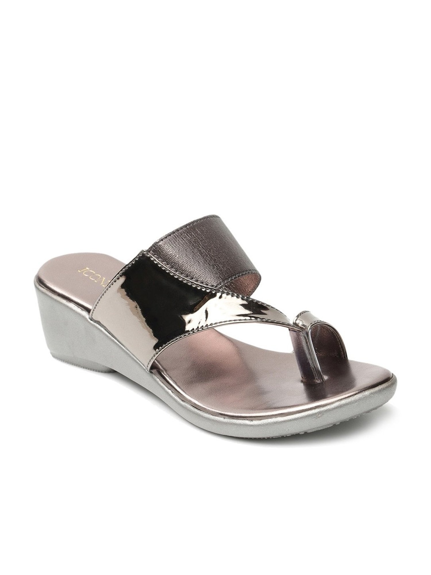 Iconics Women's Grey Toe Ring Wedges