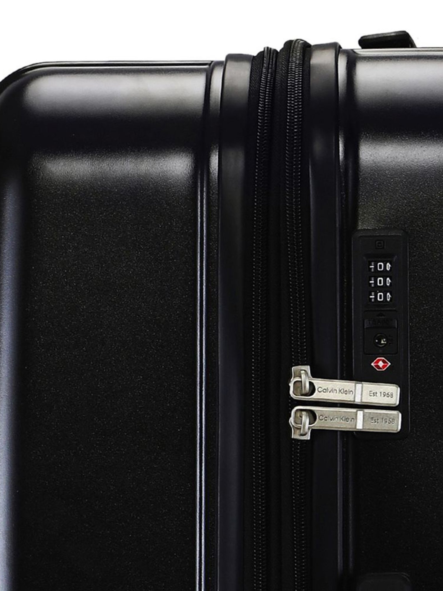 Calvin Klein Waffle Black Textured Hard Large Trolley Bag - 79 Cms