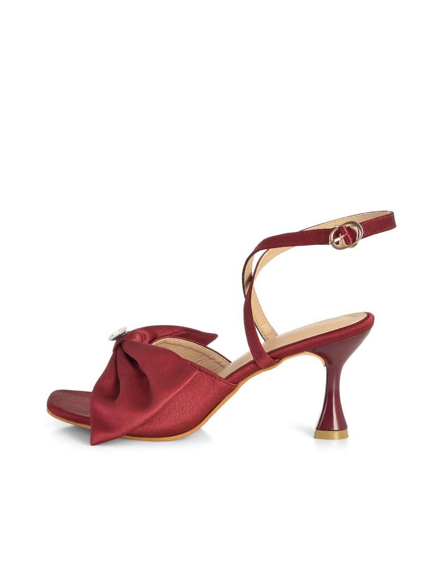 Sole House Women's Maroon Ankle Strap Stilettos