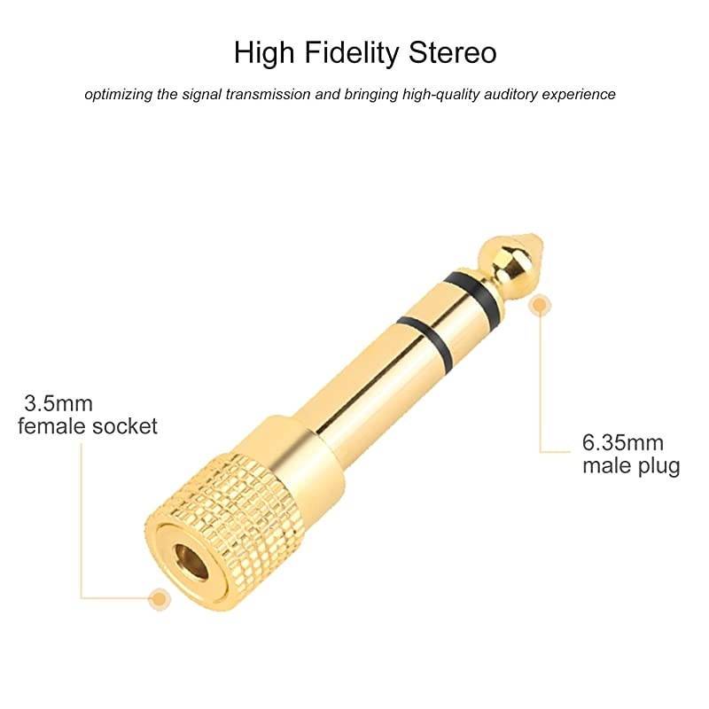 Updated Version  5Pack Stereo Audio Adapter 635mm 14 inch Male to 35mm 18 inch Female Headphone Jack