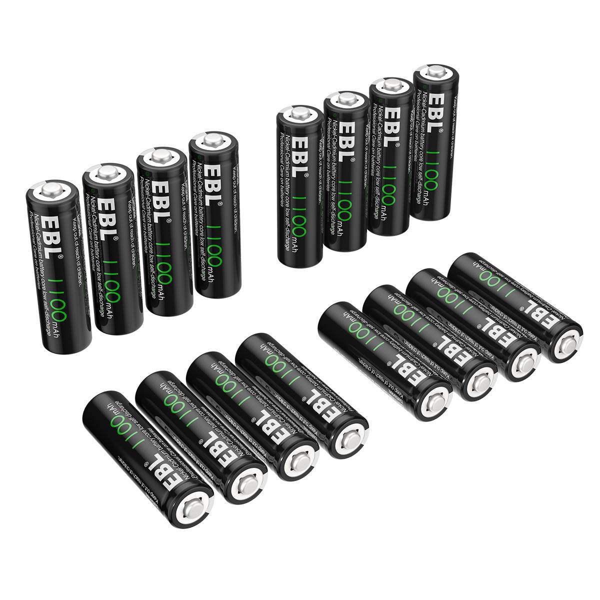 EBL 12 Pack 1100mAh AA Ni-CD Battery 1.2V Rechargeable Batteries for Garden Solar Light