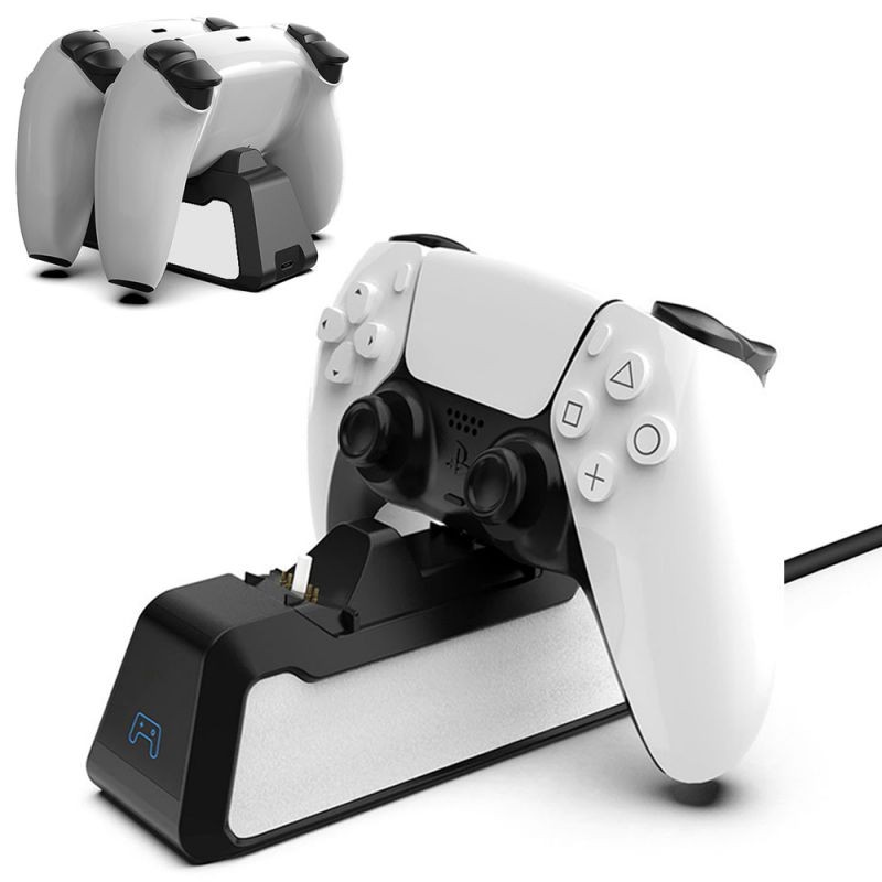 PS5 Controller Charger, Dual Controller Charger Station Dock with Fast Charging USB Type C Docking Stand with LED Charge Indicator Lights for Sony Playstation 5 DualSense Controllers