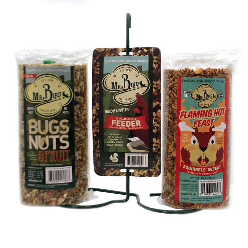Home & Garden 11.0" Cylinder Feed Cakes + Stand Set/3 No Mess Never Melt Bird Mr Bird  -  Bird And Wildlife Food
