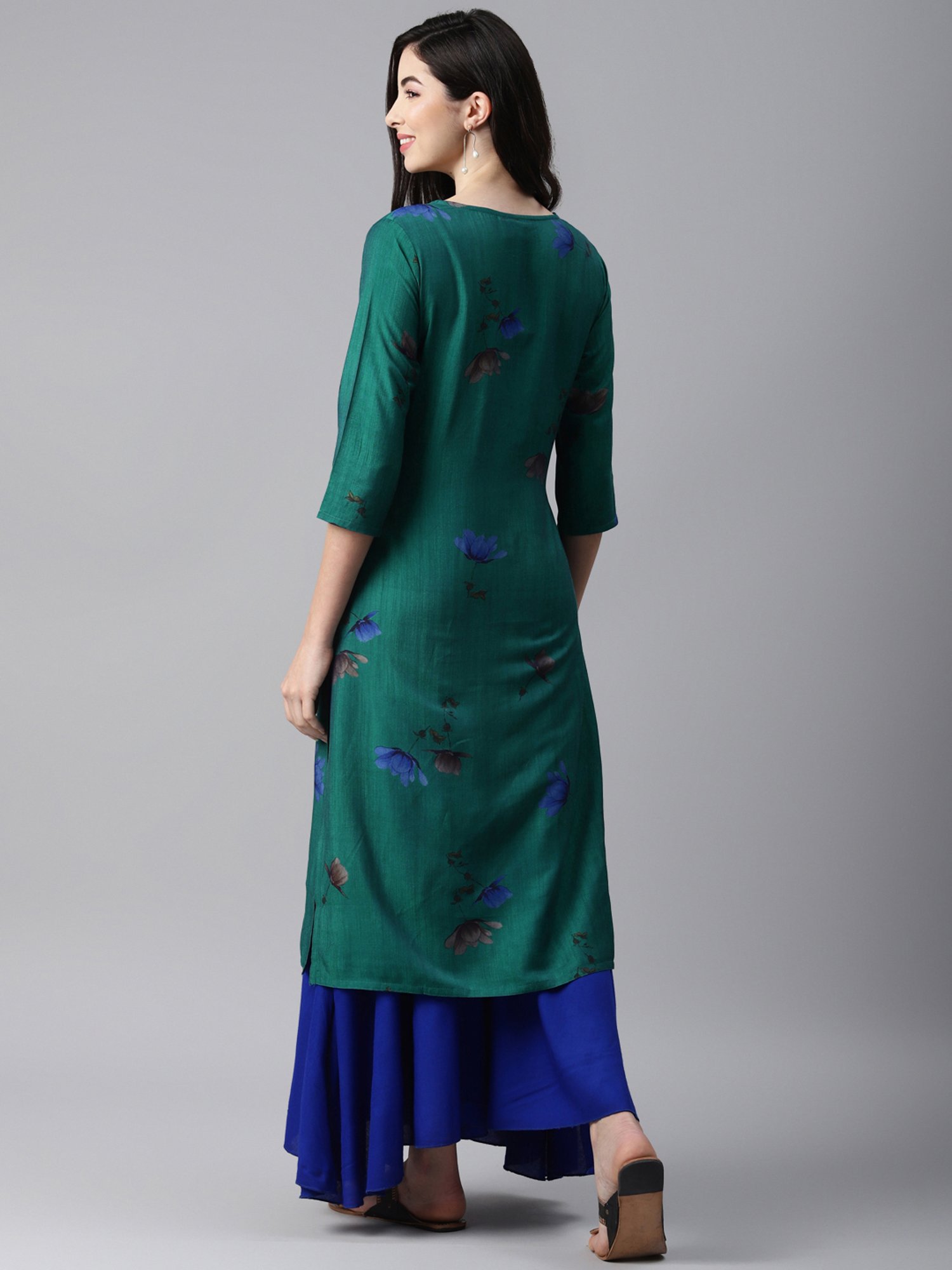 Aarika Green Cotton Printed Straight Kurta