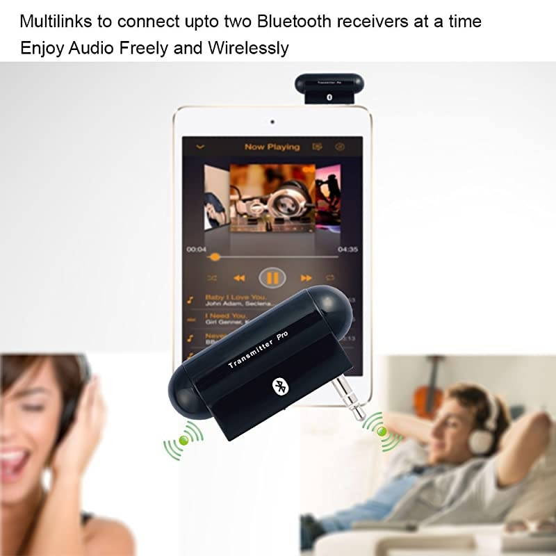 TxPro Bluetooth Wireless Multilink Stereo Audio Transmitter A2DP with 35 mm Audio Plug for iPod iPad Zune Zen Sansa Mp3 Players PSP Nintendo 3D TV Car Stereo Home Stereo