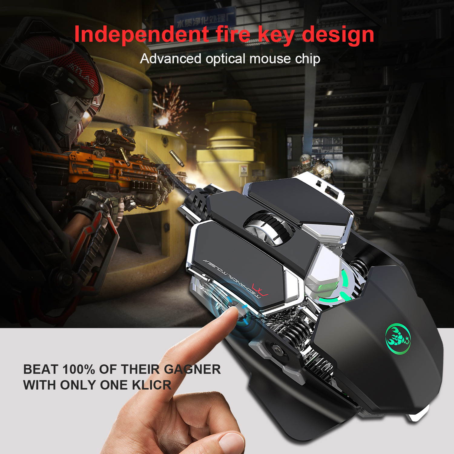 Gaming Mouse LED Backlit 9 Programmable Optical Wired Gaming Mouse with 6400PI, High Precision for Windows Computer Gamer