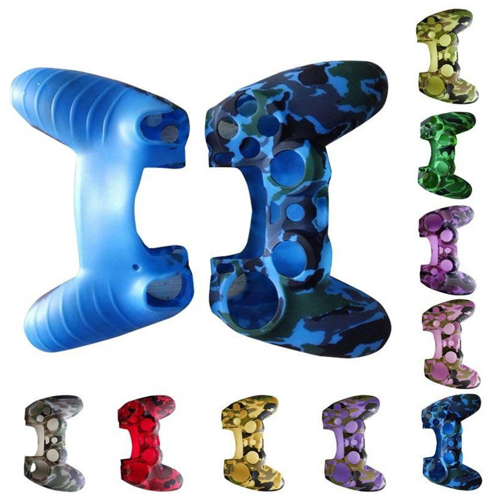 Silicone Rubber Protective Grip Cover Case for PlayStation 4 Controller(Camouflage Rosy)