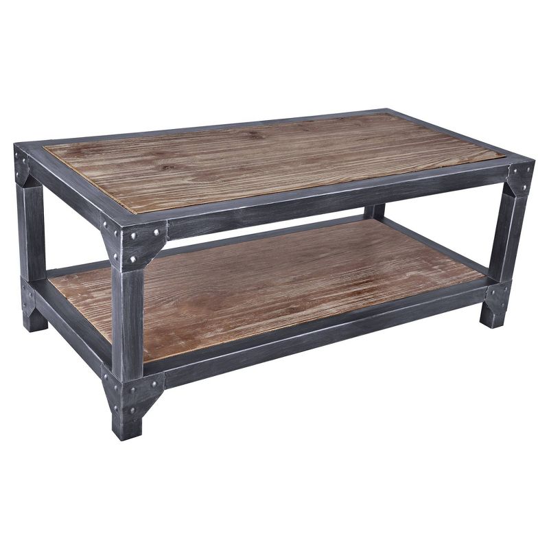 Madra Industrial Coffee Table Gray/Pine Wood - Armen Living