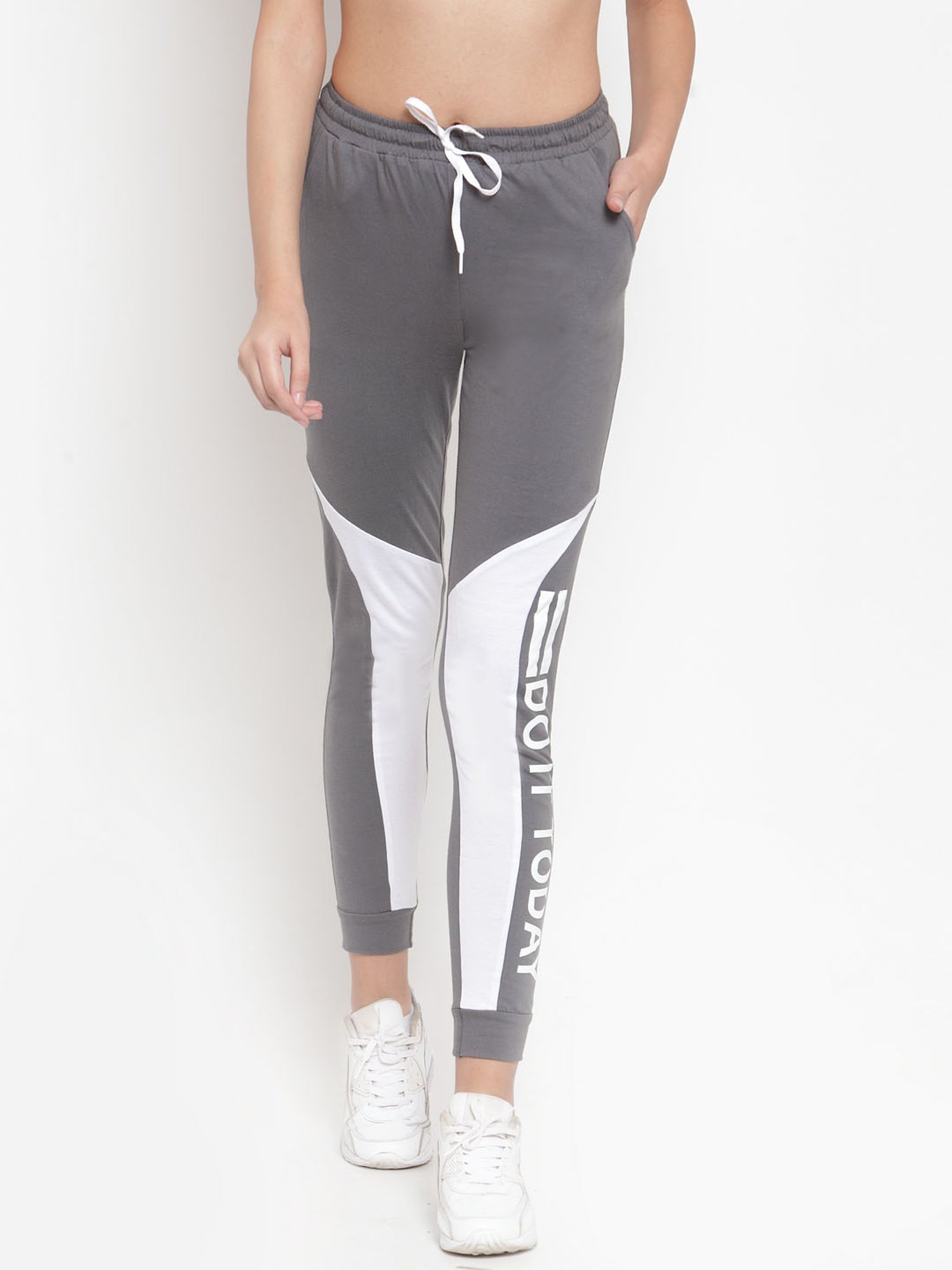 Boston Club Grey & White Graphic Print Trackpants