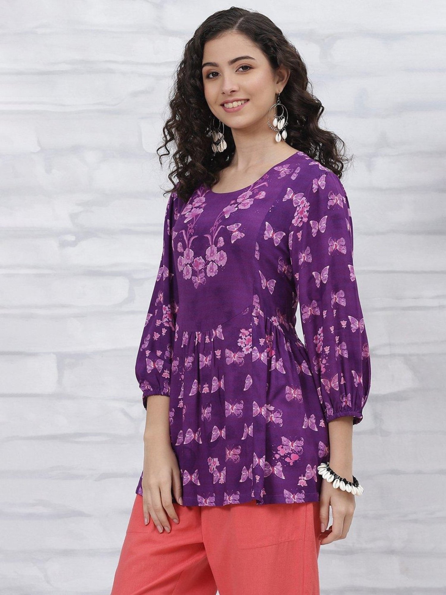 Rangriti Purple Printed Tunic