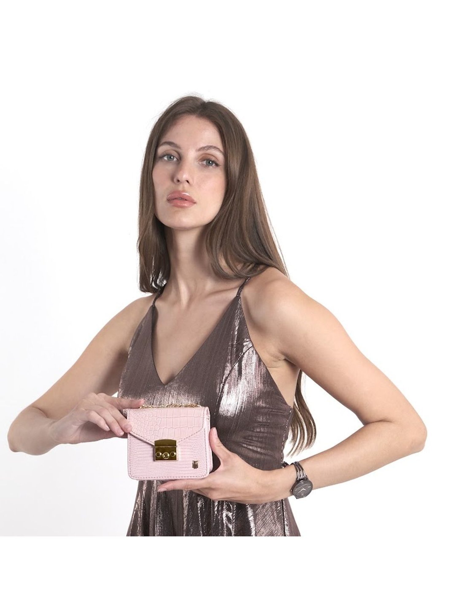 THE HOLISTIK Vibrant Pink Textured Small Sling Handbag