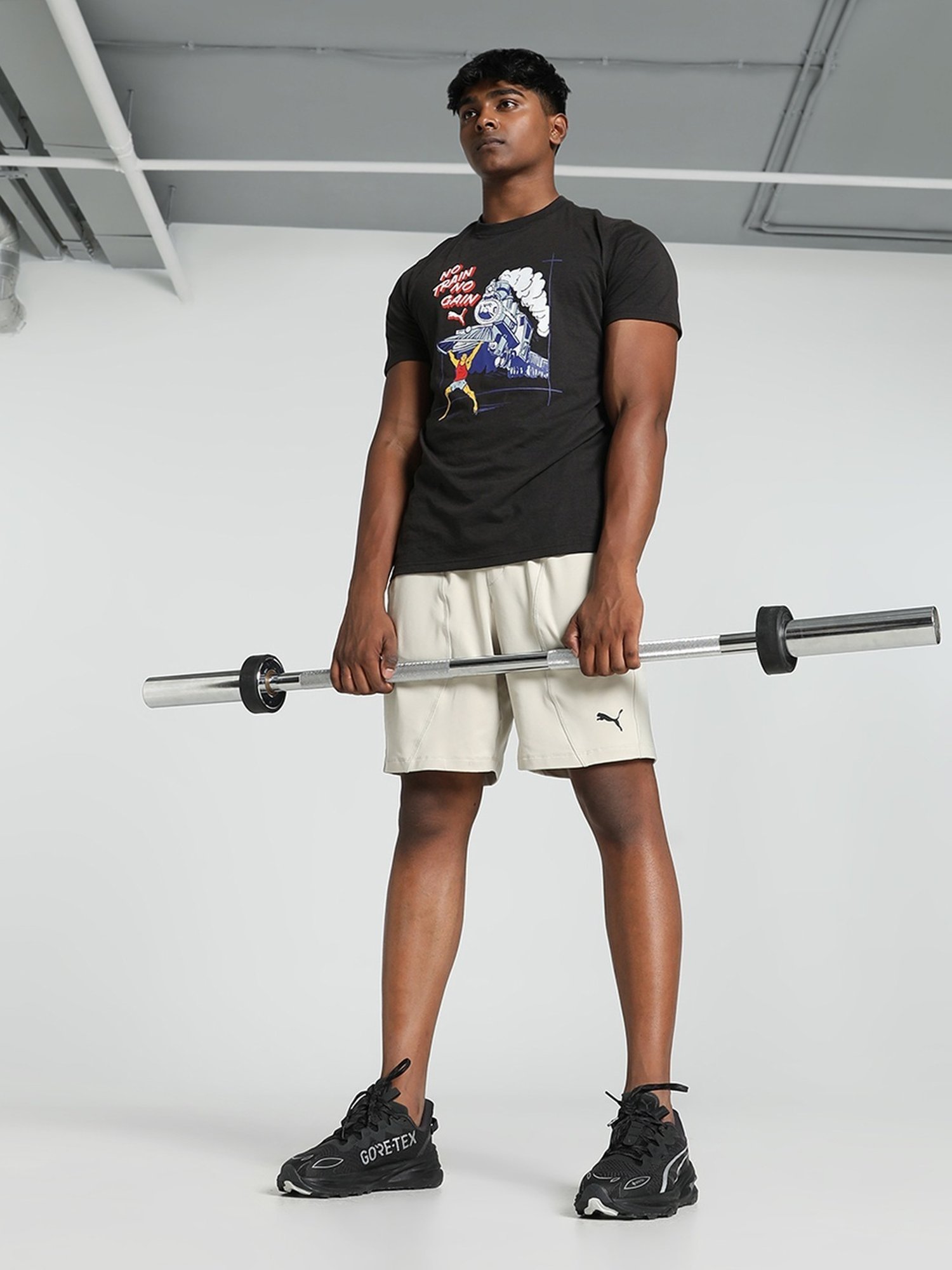 Puma Black Regular Fit Printed Sports T-Shirt