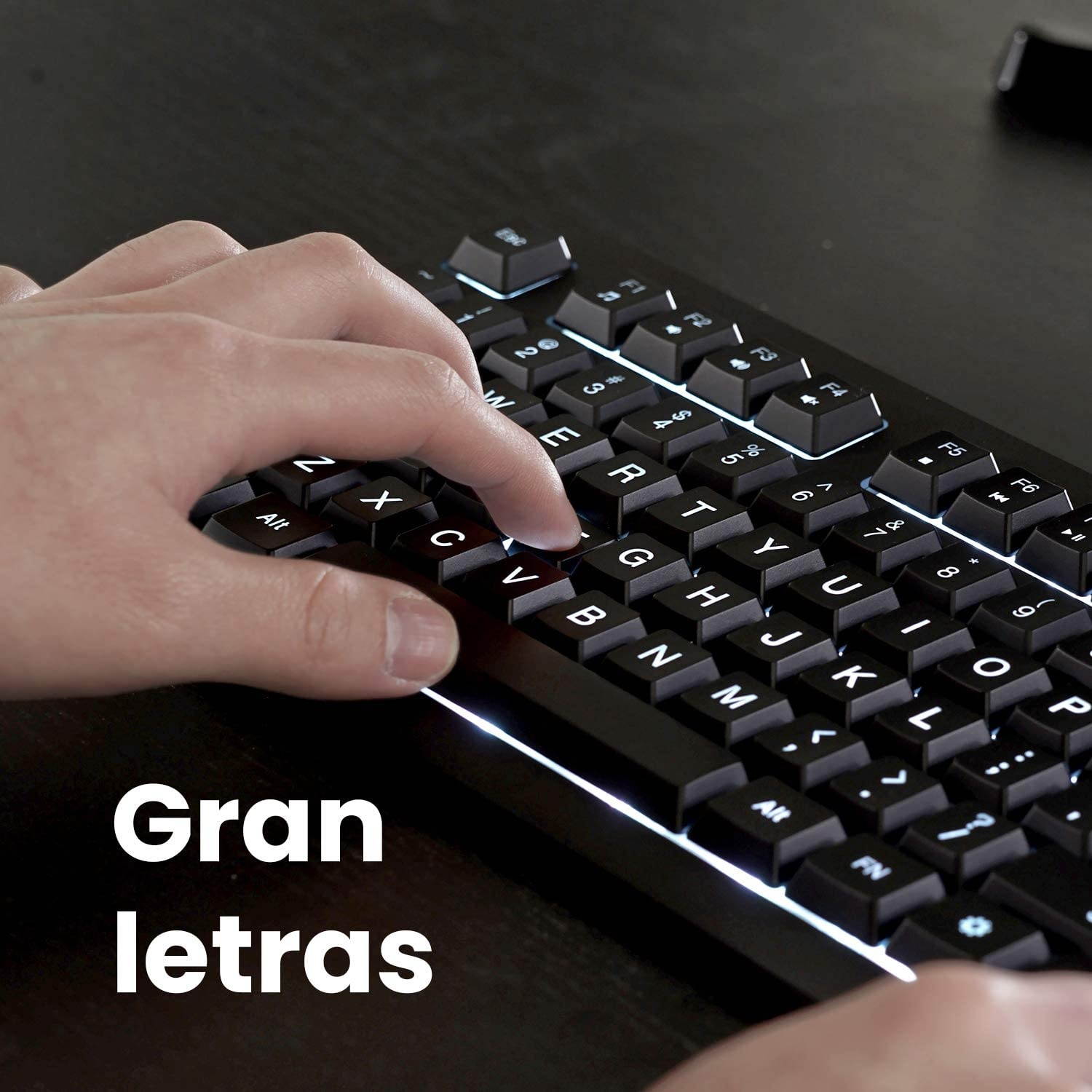 Perixx PERIBOARD-329ES Teclado retroiluminado con Cable USB - 19 Teclas altas tipo Scissor y Anti-Ghosting - Iluminado LED Multicolor - QWERTY Espa&ntilde;ol