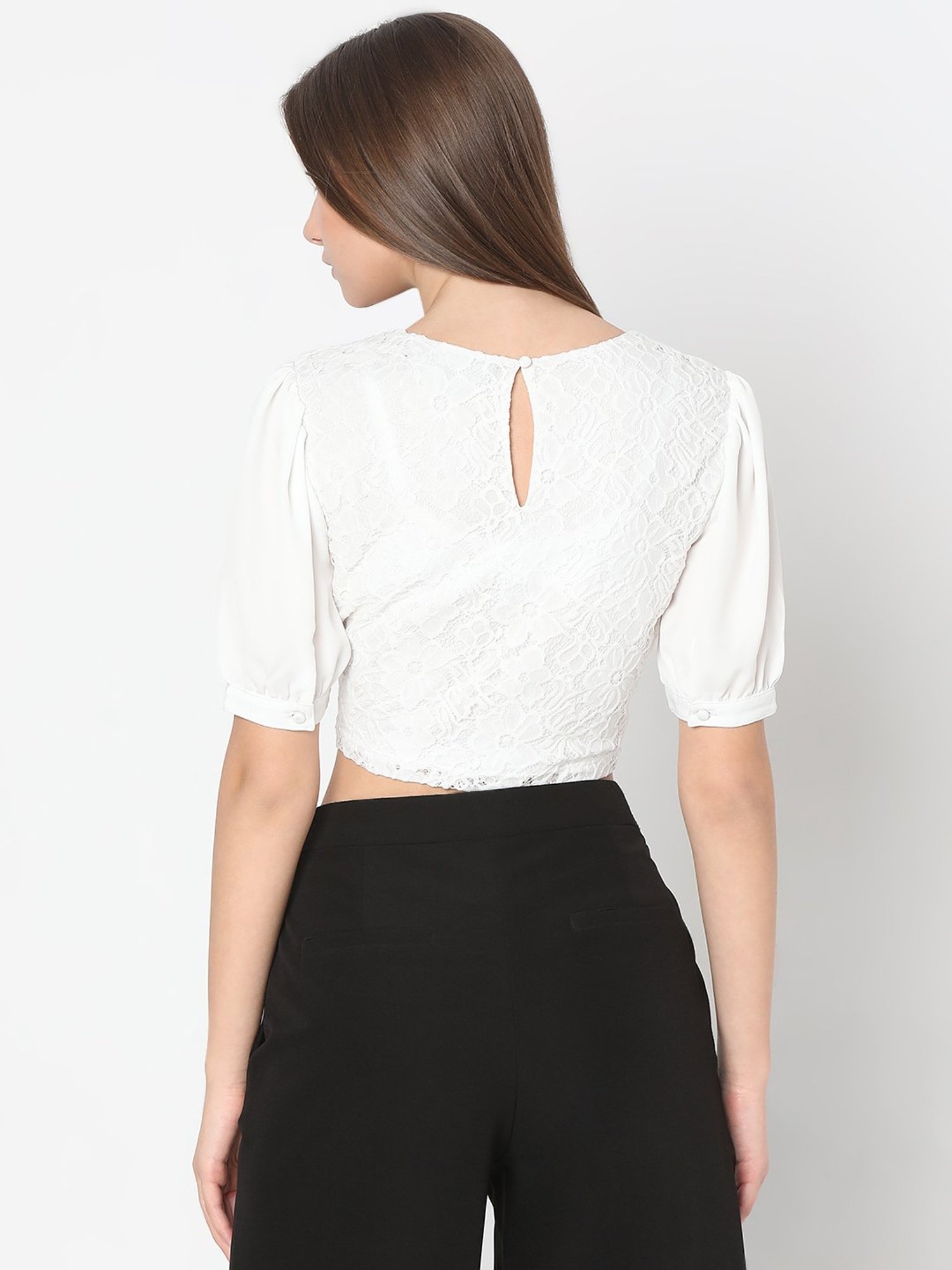 Vero Moda White Lace Crop Top