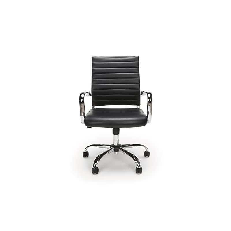 ESS Collection Soft Ribbed Bonded Leather Executive Conference Chair, in Black (ESS-6095-BLK)
