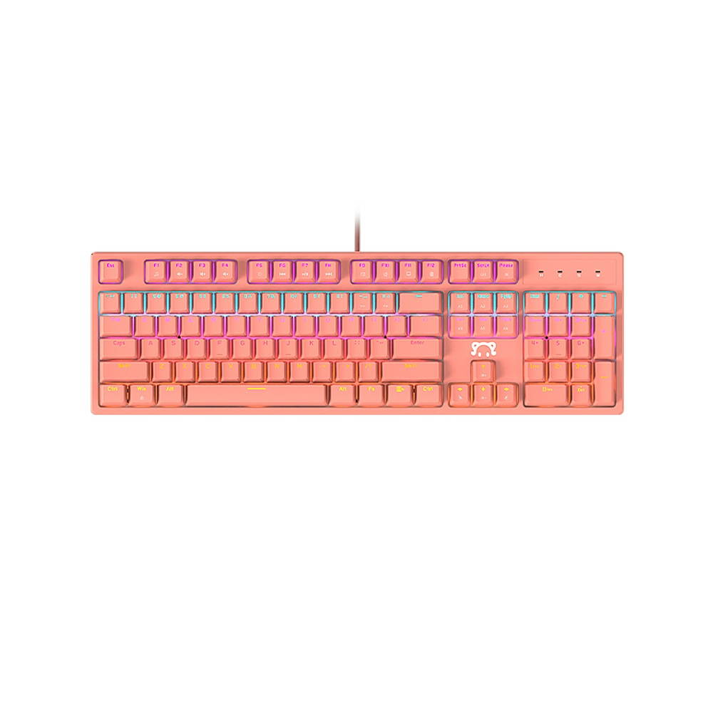 DaiDai STK131 USB Wired Mechanical Keyboard Mixed Light Keyboard 104 Keys Gaming Office Keyboard Ergonomic Design Pink (Red Switch)
