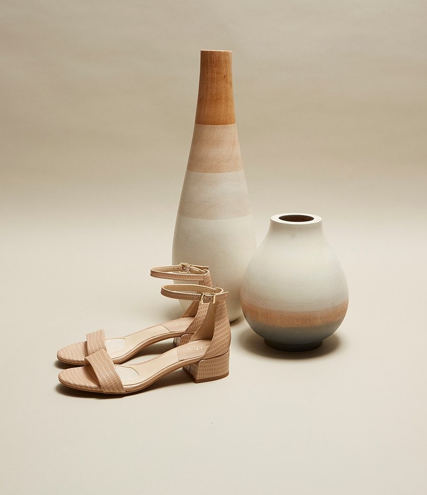 Alex Marie Malahn Embossed Leather Block Heel Dress Sandals