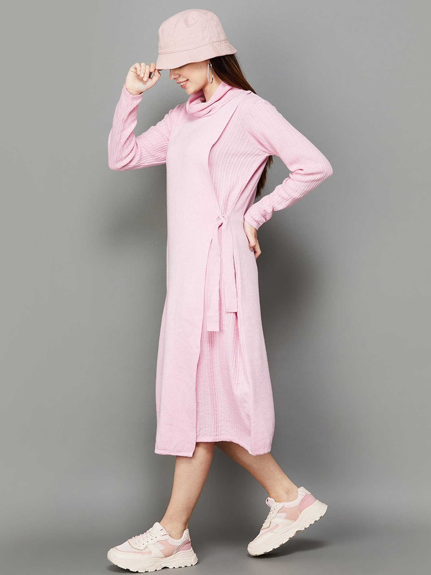 Colour Me by Melange Rose Pink Striped A-Line Dress