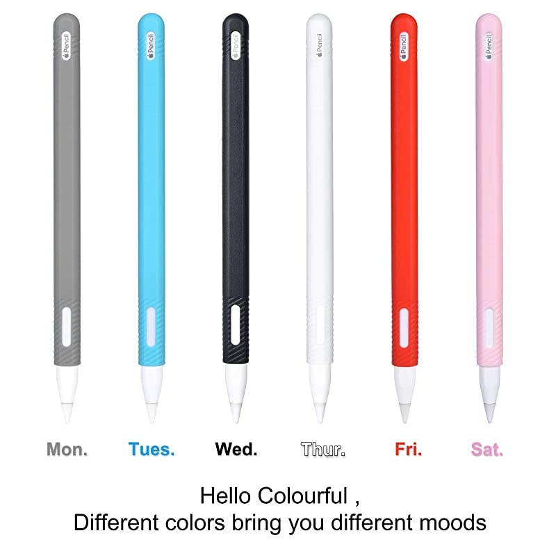 Silicone Case Compatible with New Apple Pencil 2nd Generation Protective AntiSlip Grip Sleeve with Nib Cover 2 Pieces Do not Affect for Pencil Mode Switch amp Magnetci Black