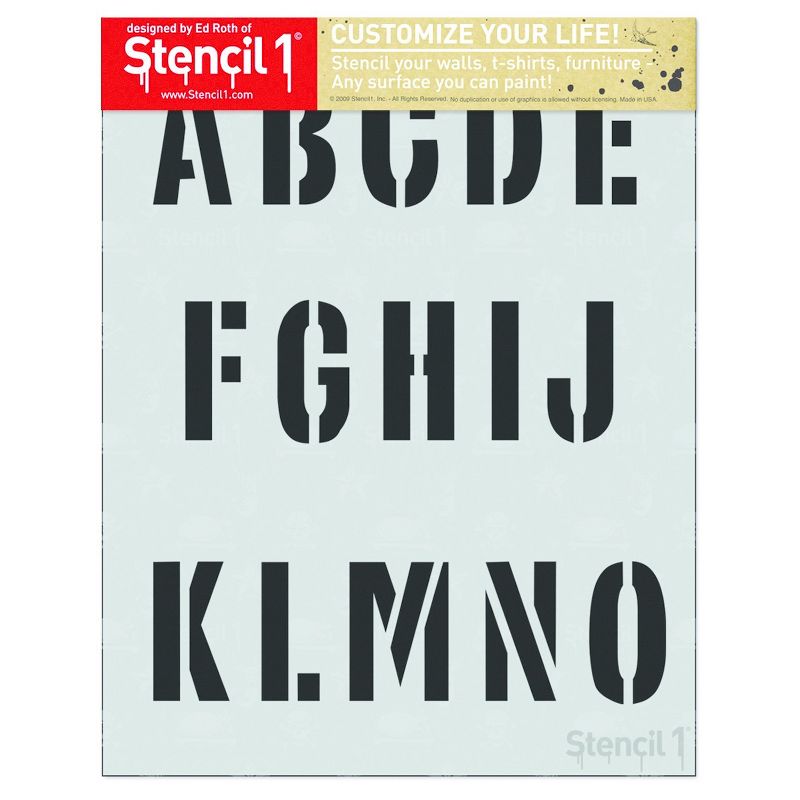 Stencil1 Industrial Font 2" - Letter Stencil 8.5" x 11"