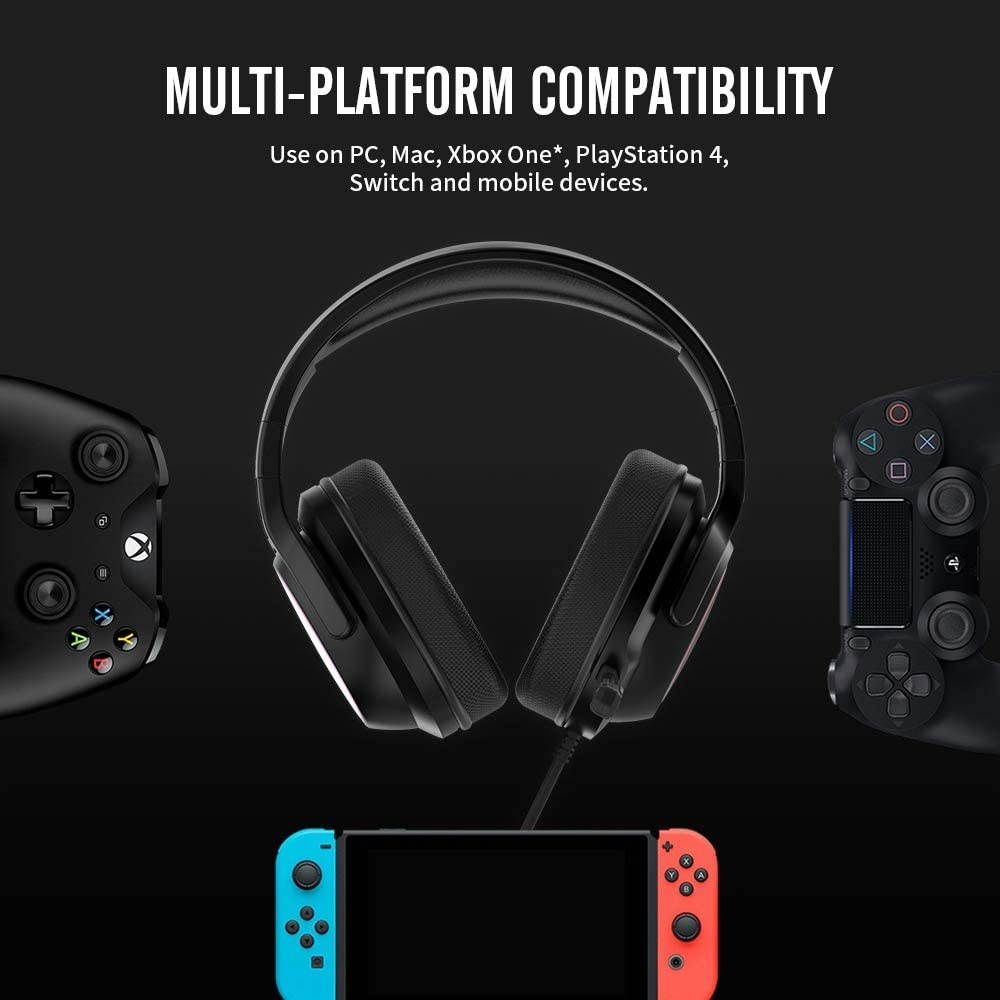 N20 Stereo Gaming Headset with Detachable Noise Canceling Mic Work from Home Headphones with mic for PS4 Xbox One Nintendo Switch Lite PC Laptop Mac