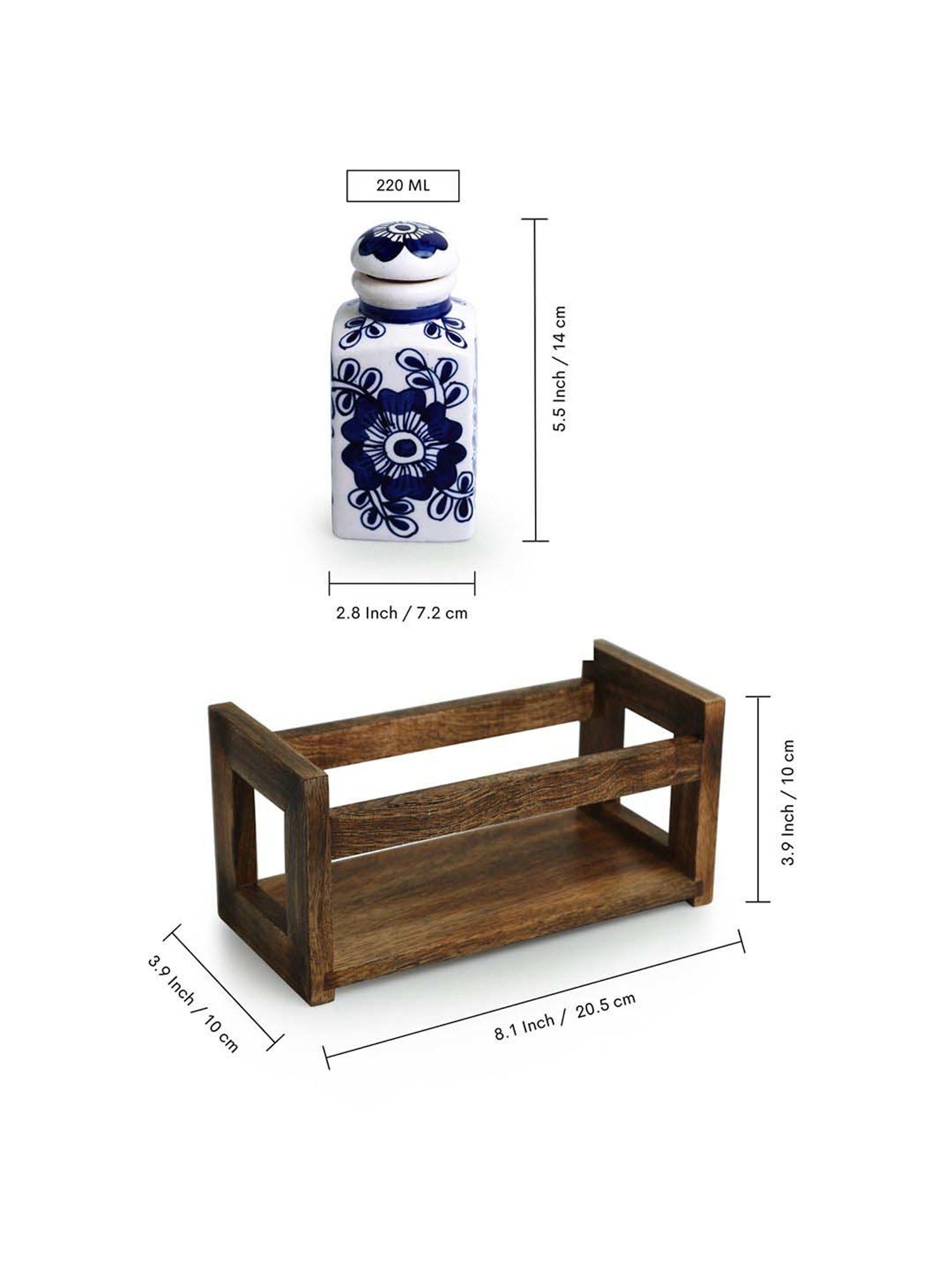 ExclusiveLane Ink Blue & White Ceramic Mughal Floral Storage Jars & Containers