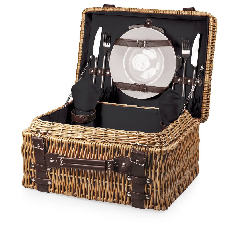 Northlight 15.5" Hand Woven Willow 2-Person Picnic Basket and Accessory Set - Brown