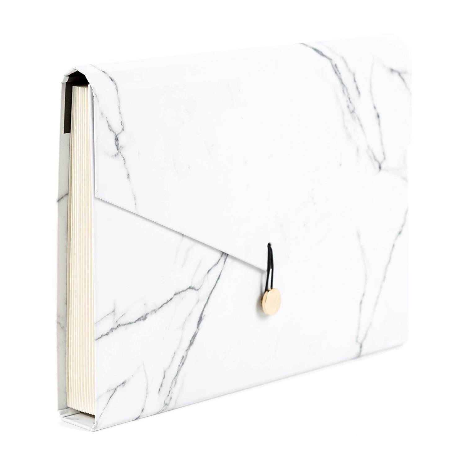 U Brands Fashion Expandable File Folder, Letter Size, 13 Pockets, Marble Print