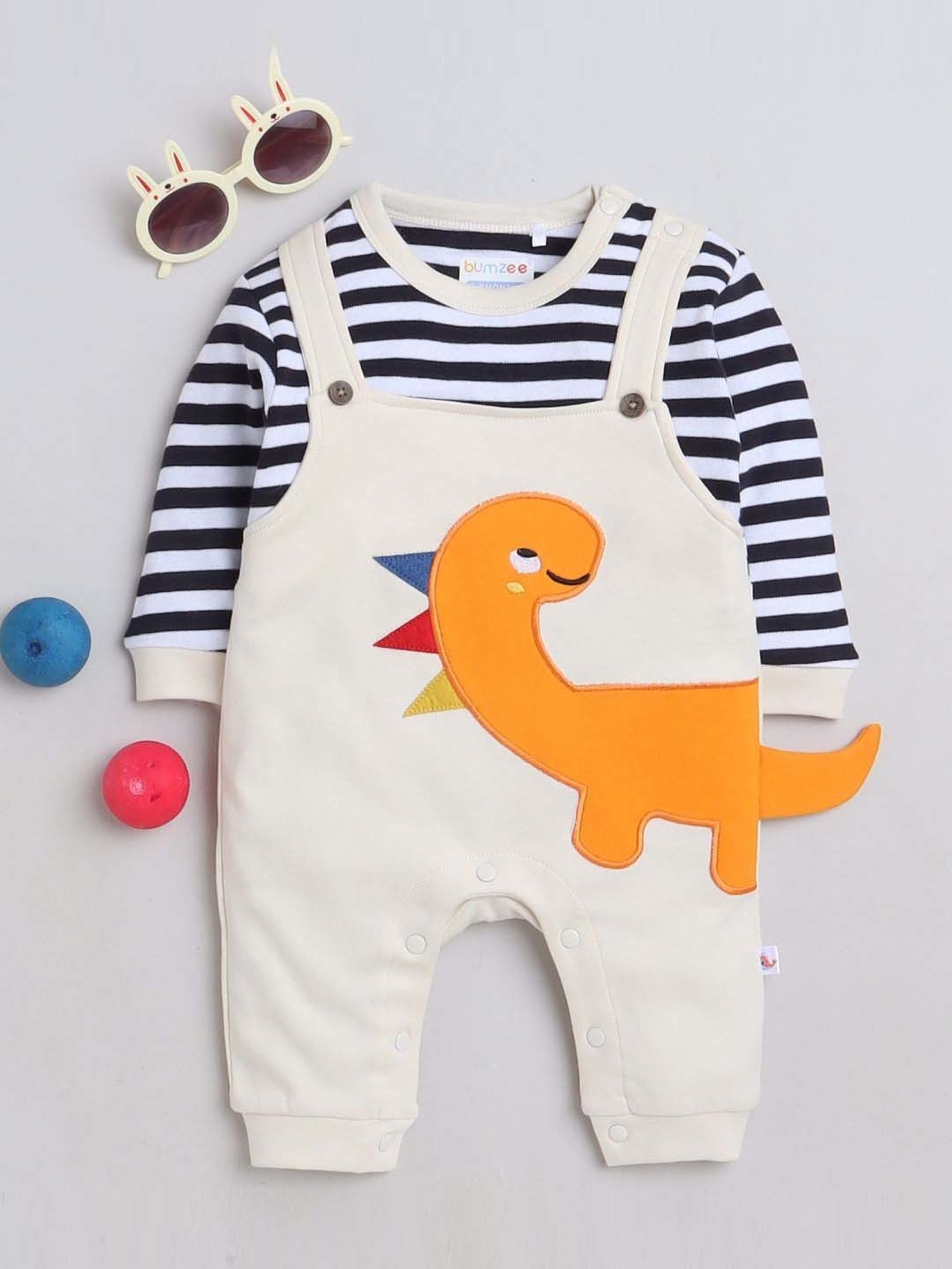 Berrytree Organic Kids Black Cotton Animals Print Rompers