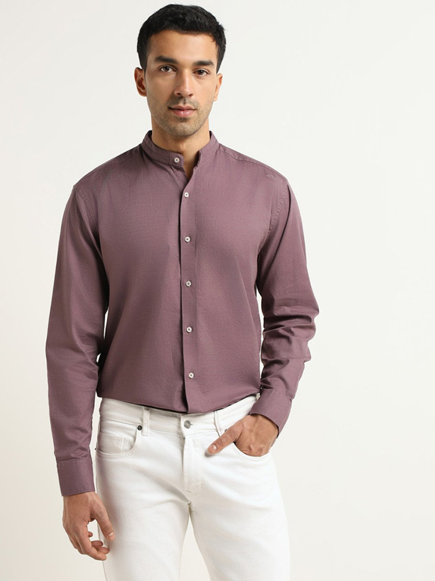 Ascot by Westside Purple Plain Relaxed Fit Shirt