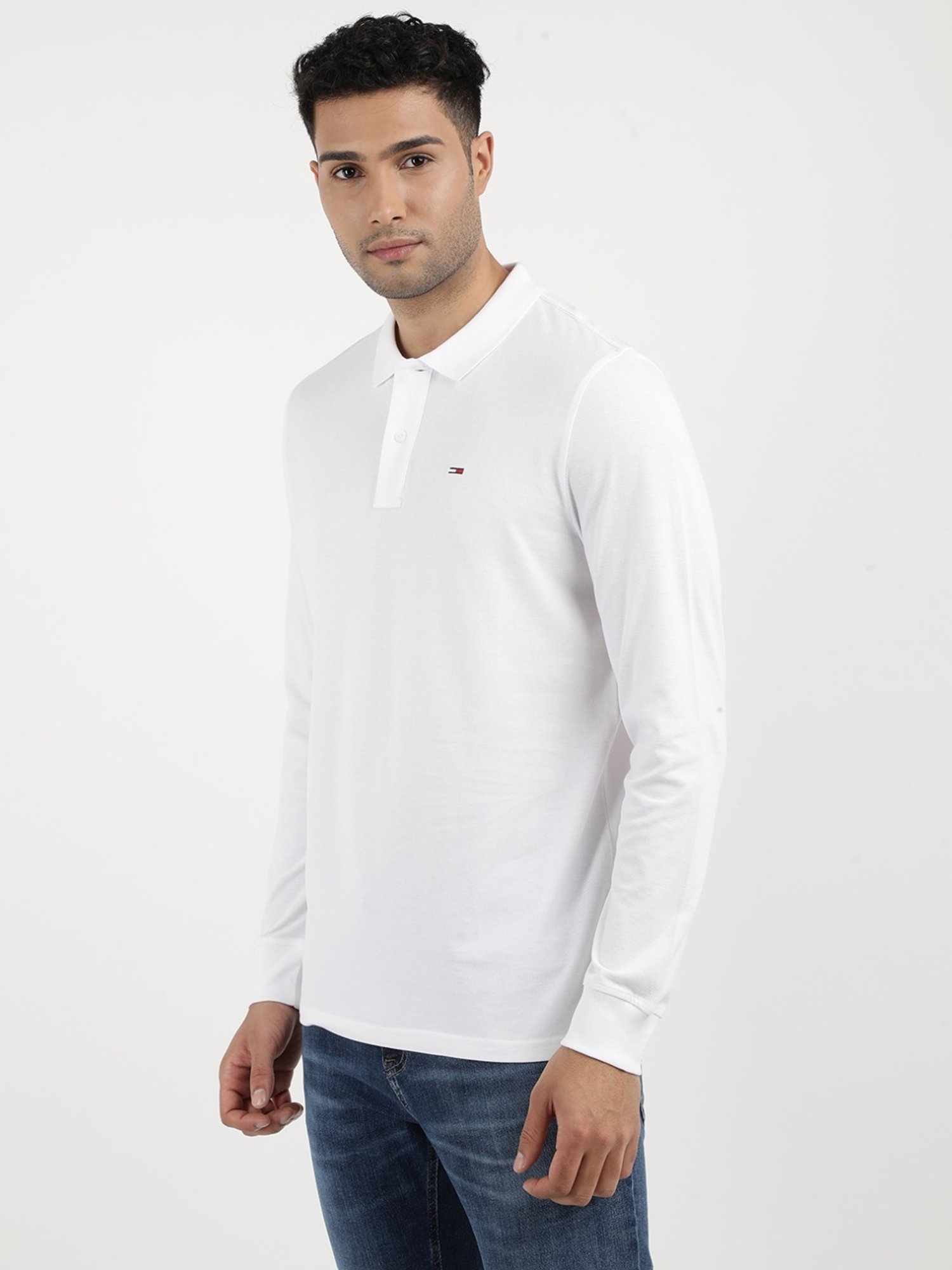 Tommy Hilfiger White Cotton Slim Fit Polo T-Shirt