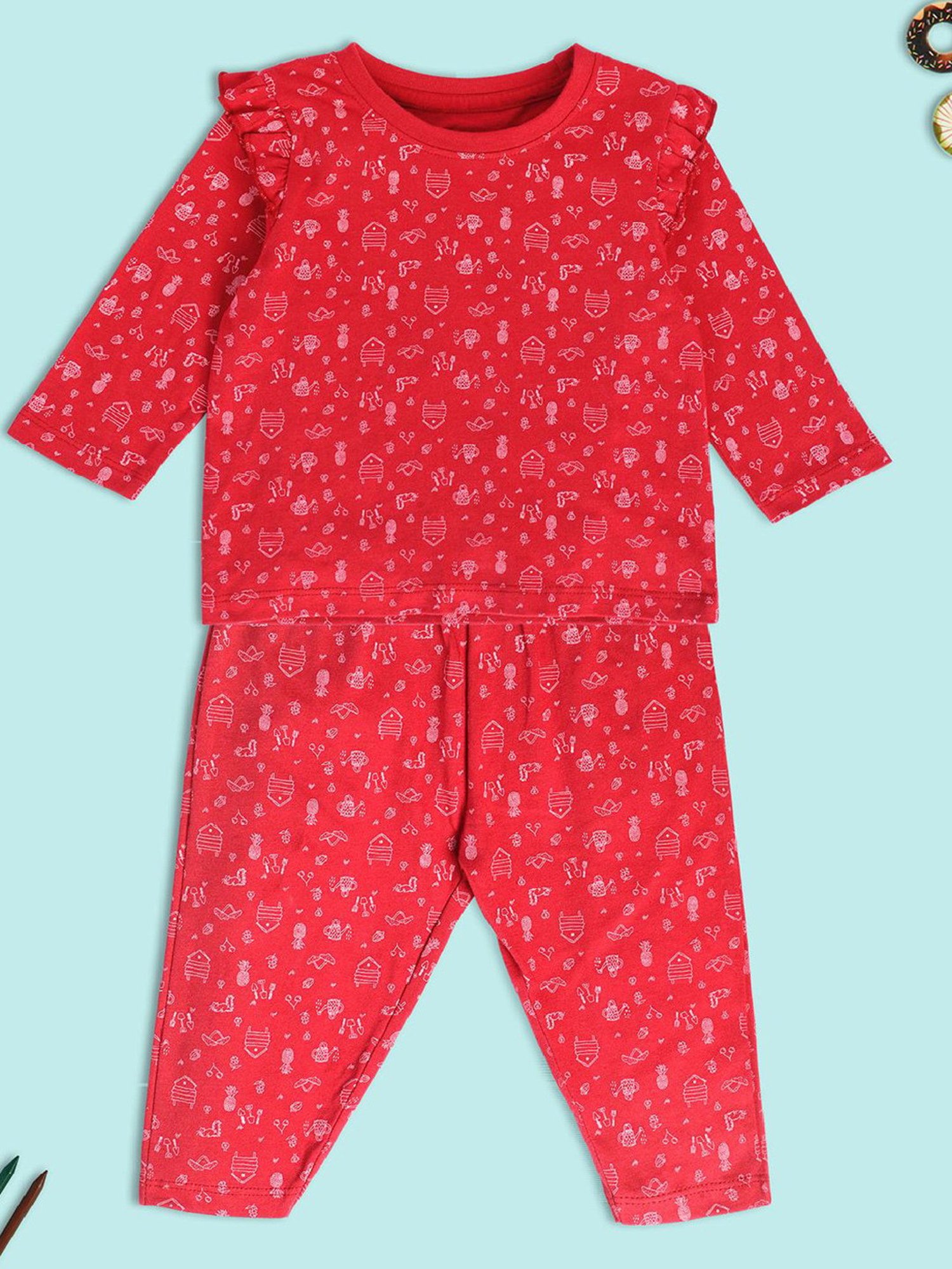 MINIKLUB Kids Red Graphic Print Top with Pants
