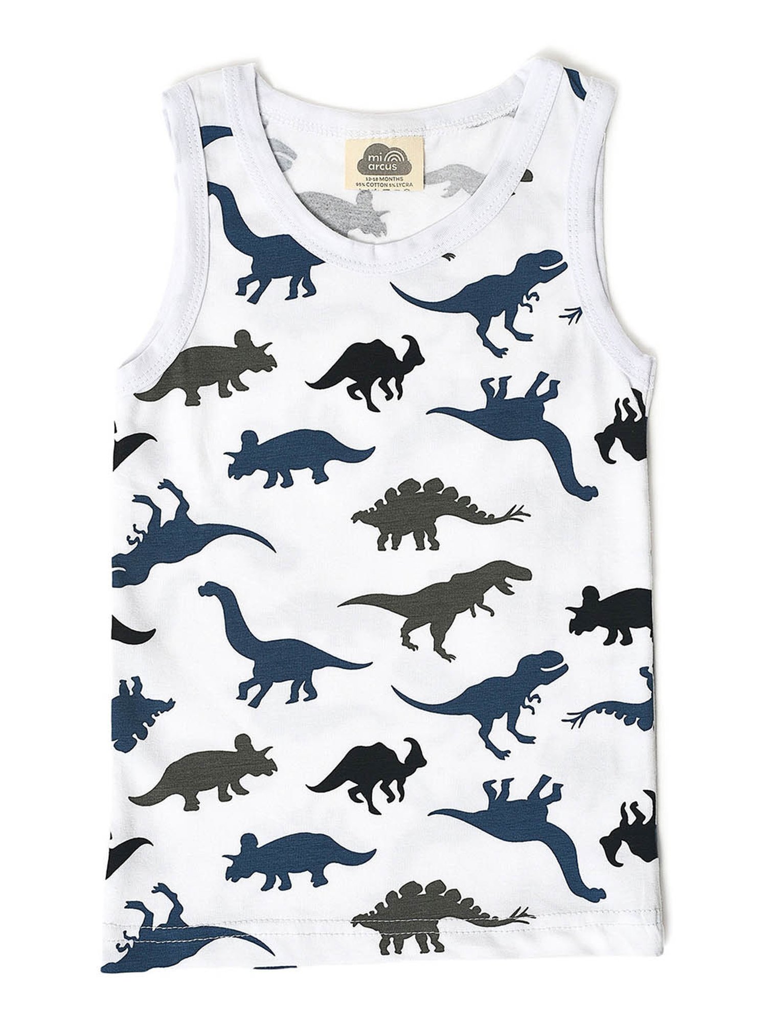 MiArcus Kids White Printed Vest with Shorts