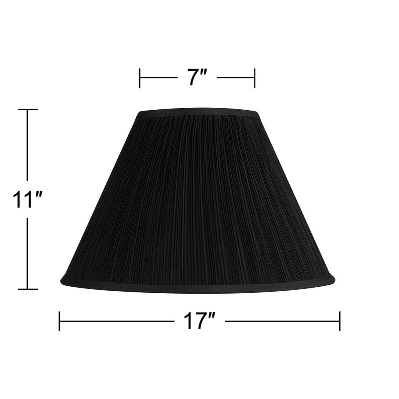 Springcrest Black Mushroom Pleated Large Empire Lamp Shade 7" Top x 17" Bottom x 11" High x 11.5" Slant (Spider) Replacement with Harp and Finial