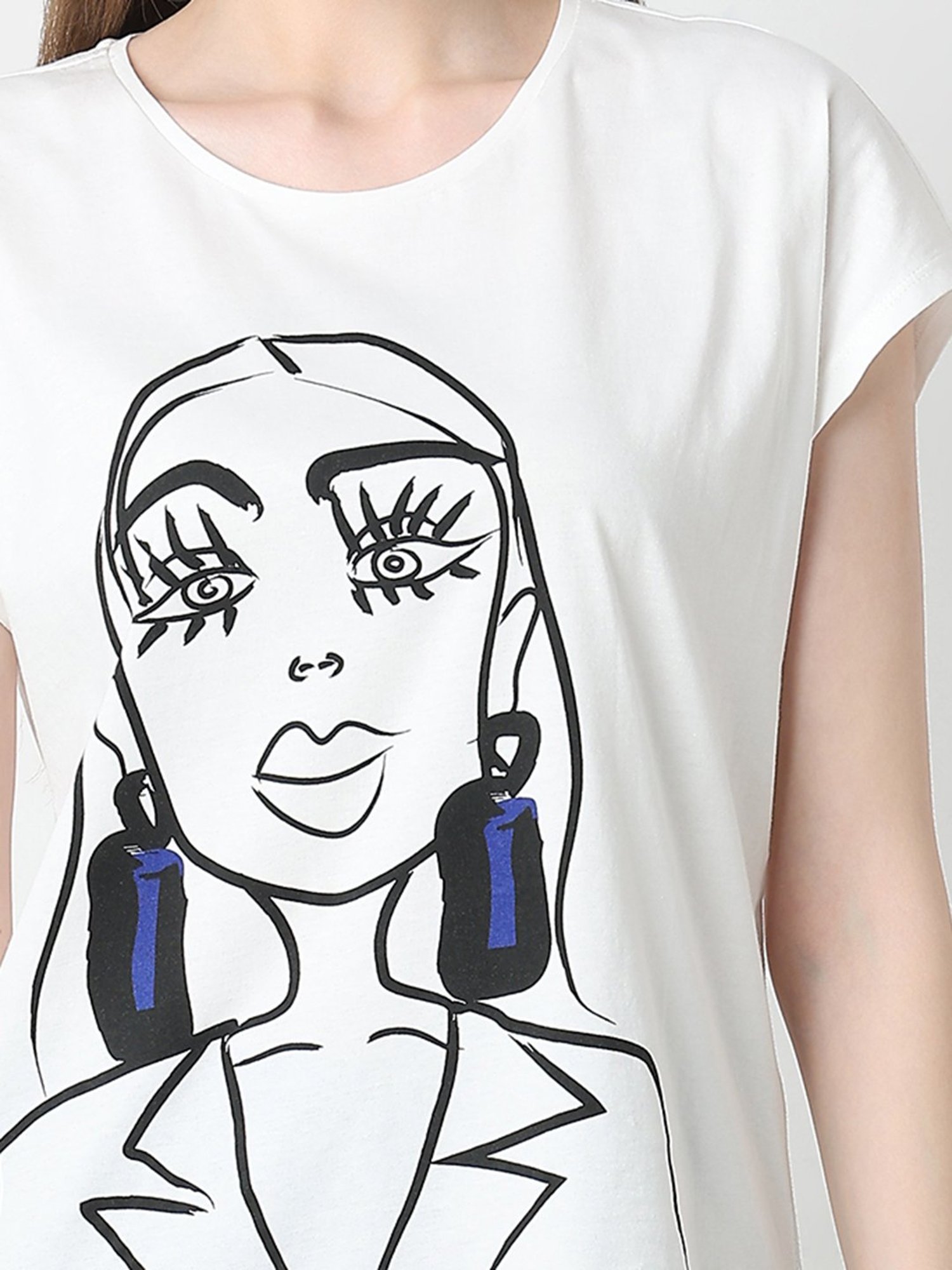 Vero Moda Snow White Cotton Printed Top