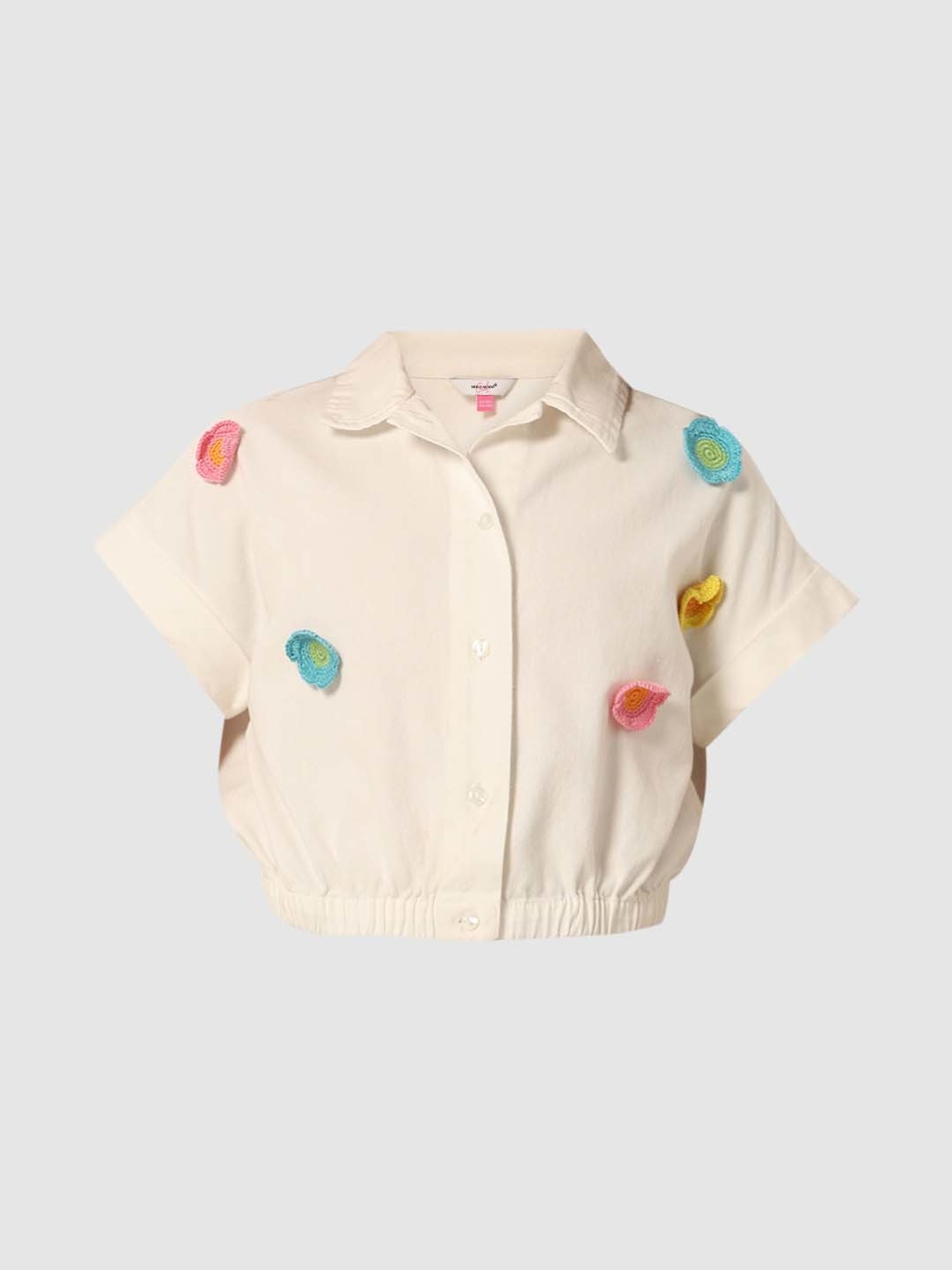 VERO MODA GIRL White Cotton Applique Shirt