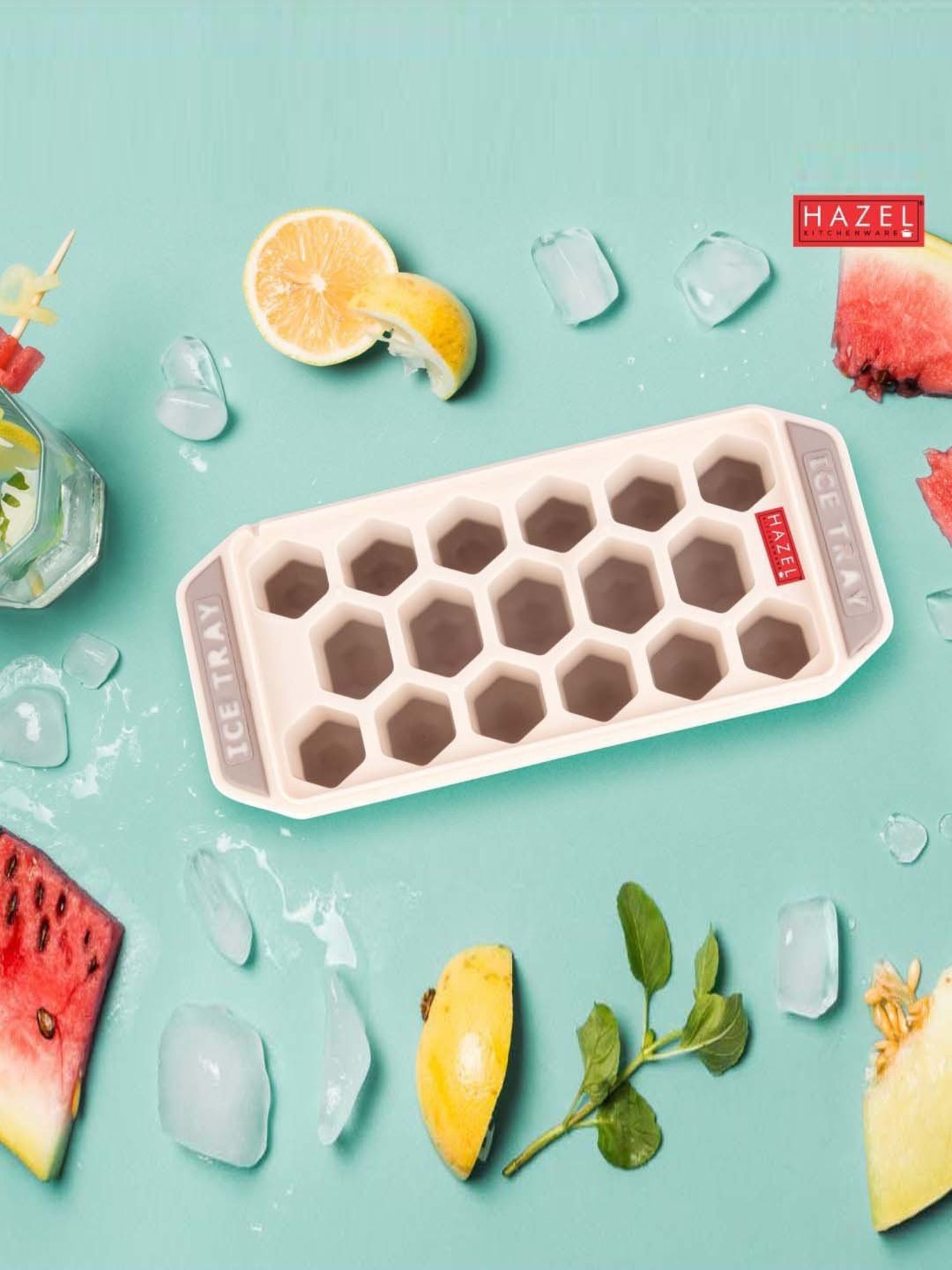 HAZEL Brown Silicone Ice Cube Tray With Honeycomb Design