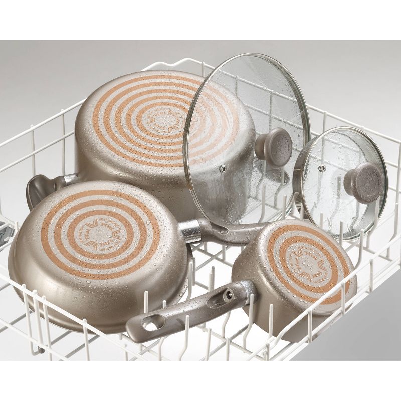 T-fal Simply Cook Nonstick Dishwasher Safe Cookware, 15pc Set, Champagne