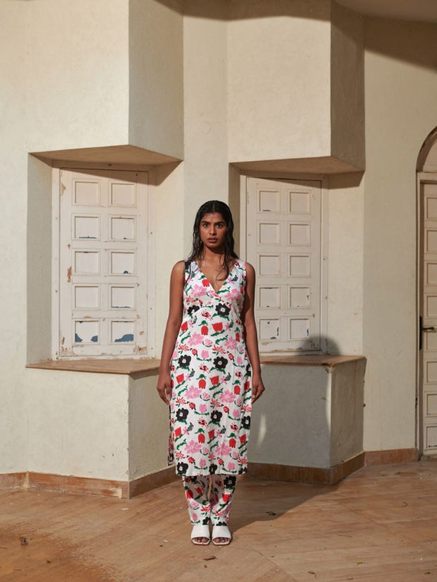 Khajoor Studio Multi-coloured Sundaze Jardin Spray Kurta & Pant Co-ord Set