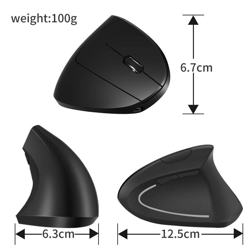 Wireless Ergonomic Computer Mouse Rechargeable PC Gaming Mice 2.4G Vertical Optical Mice 800/1200/1600 DPI W/6 Buttons for Laptop, Desktop, PC, MacBook