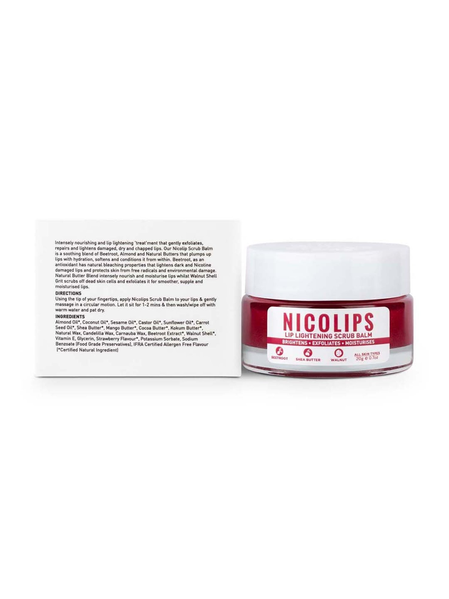 Bella Vita Organic NicoLips Lightening and Brightening Lips scrub for Men and Women - 20 gm