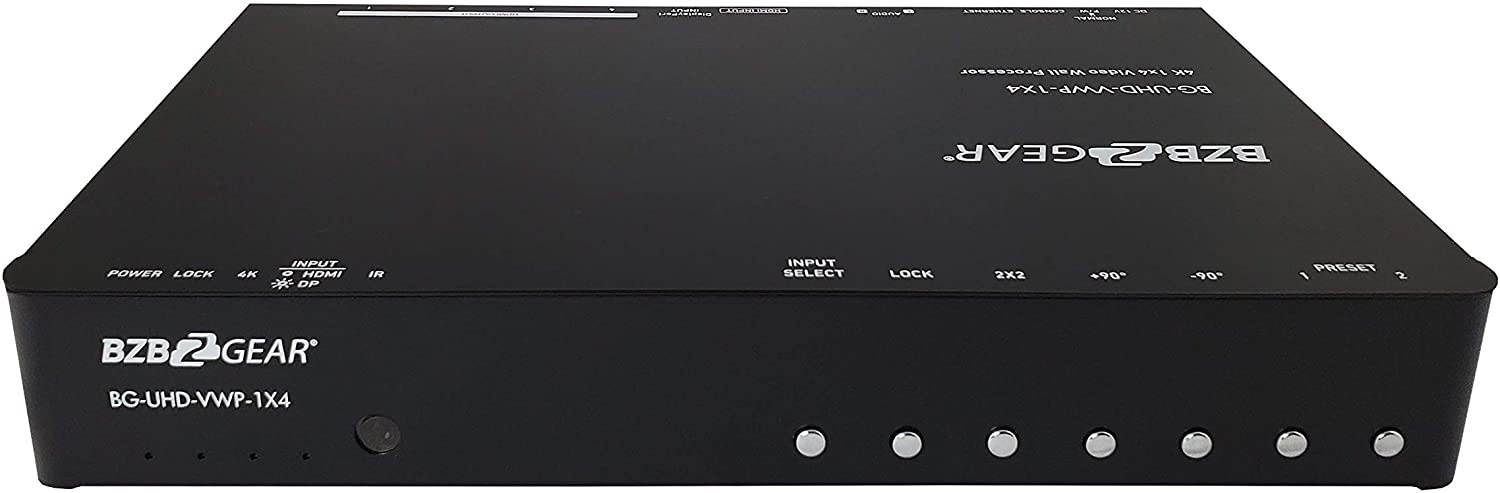 BZBGEAR 4-Port 4K 60Hz Video Wall Processor with Scaler Audio and 1x3/1x4/2x2/4x1 Layout