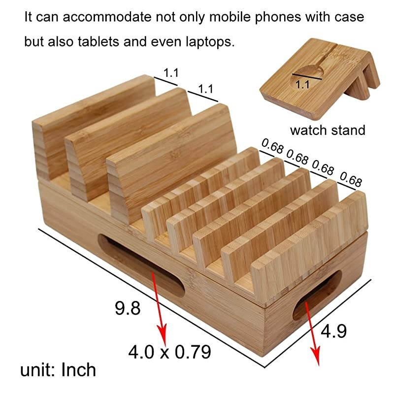 Charging Station Organizer for Multiple Devices amp Wood Desktop Docking Charging Stand Such As Cell Phone Tablets Phone Case and Watch Stand Pezin amp Hulin