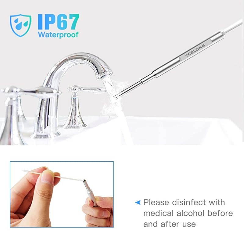 WiFi Otoscope for iPhone  UltraSlim Wireless Ear Scope Camera with Replaceable Otoscope Specula Waterproof Washable Check Swimmers Ear