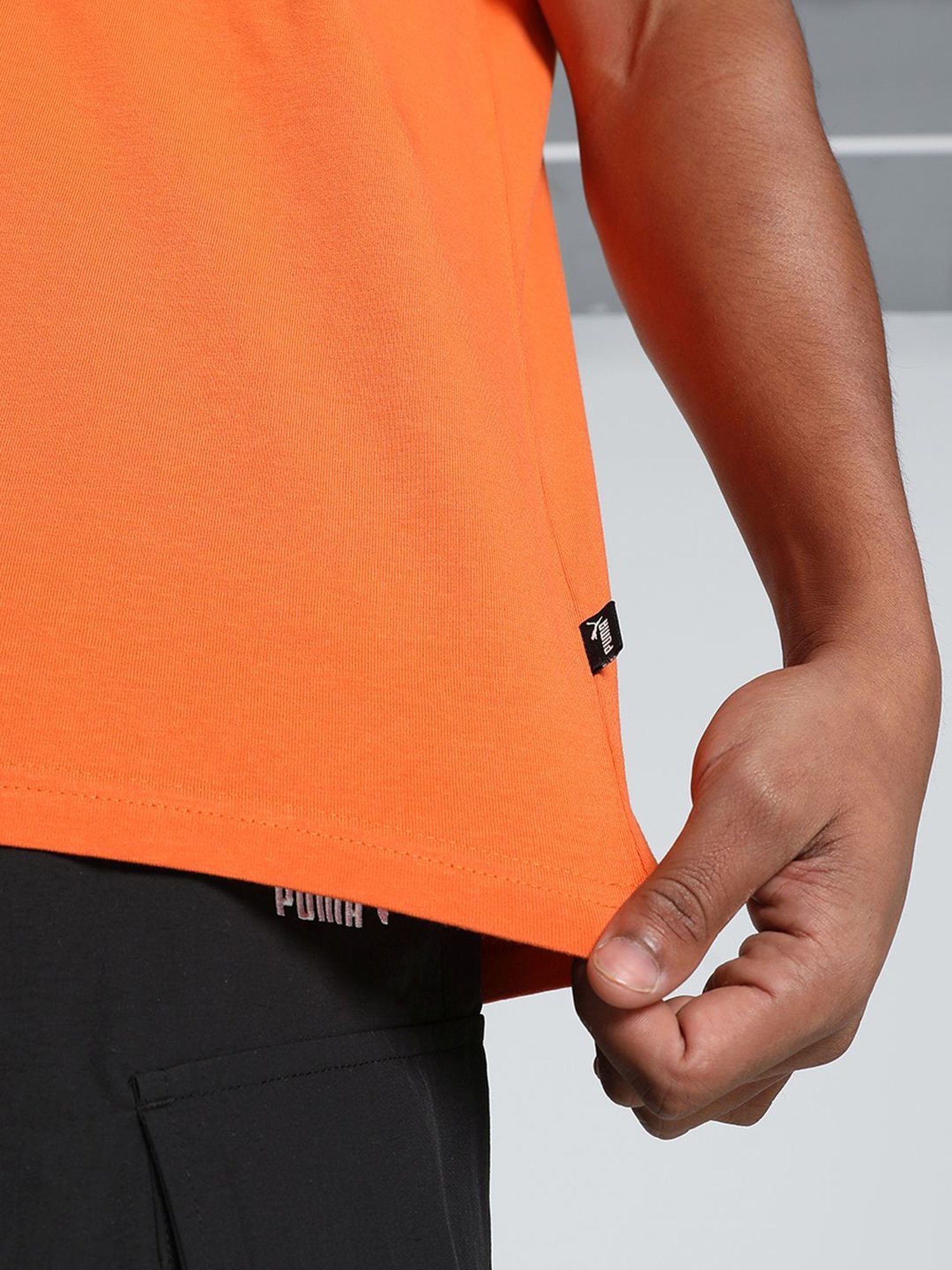 Puma Orange Cotton Regular Fit T-Shirt